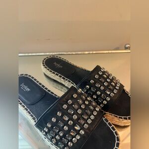 Botkier Black Crystal Embellished Sandals